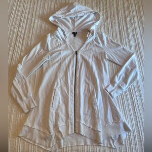 CABLE & GAUGE zippered hoodie size medium tunic pockets white EUC